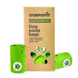 Retail box packed flat top dog poop bags